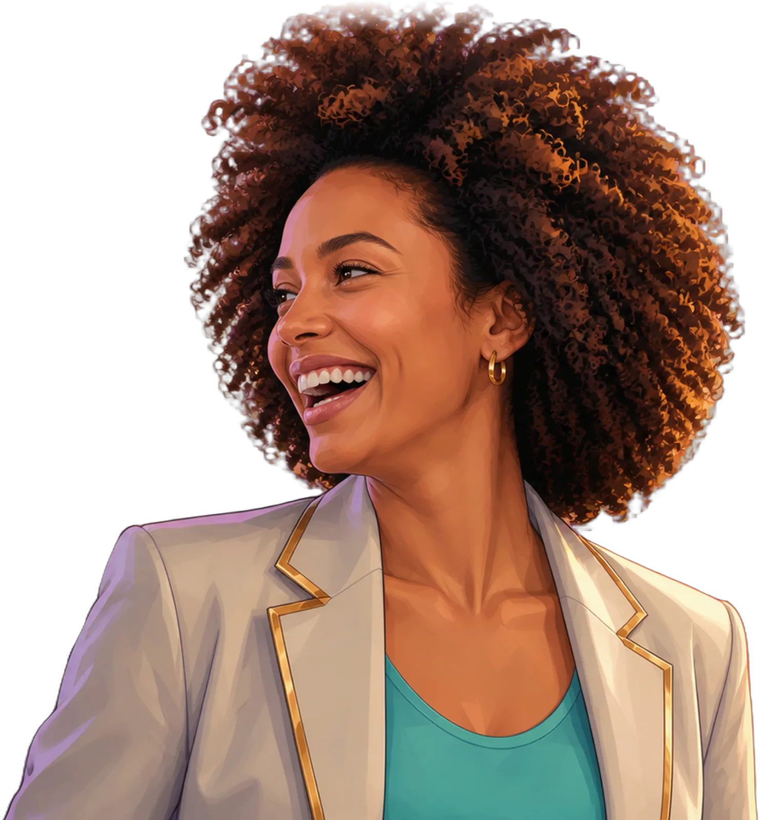 Pearl, Schlagzeugerin, mit großem Afro